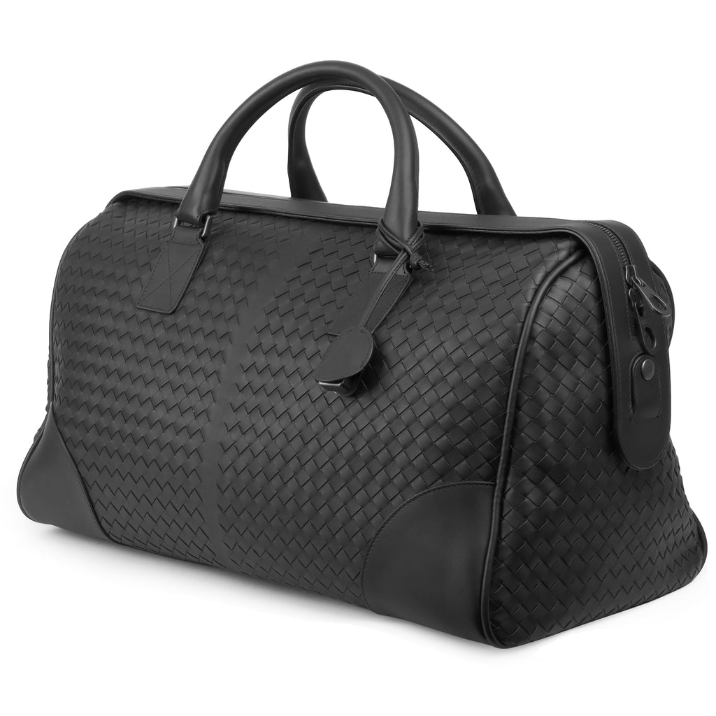 UNUSED ITEM | Bottega Veneta Intrecciato Leather Boston Travel Bag Black