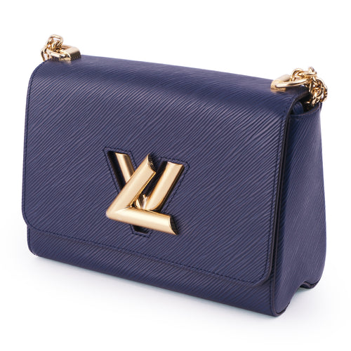 Louis Vuitton Epi Twist MM Blue Gold Hardware Shoulder Bag M53090