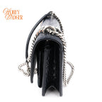 Saint Laurent Sunset Croc-Embossed Leather Navy Silver Hardware Rank A