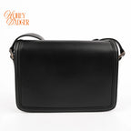 Saint Laurent Solferino Medium Brushed Leather Black Silver Hardware Rank A