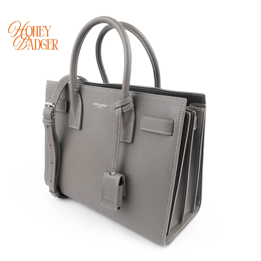Saint Laurent Classic Baby Sac De Jour Grained Leather 2WAY Bag Grey 421863