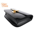 Celine Classic Box Medium Leather Black Gold Hardware Rank A