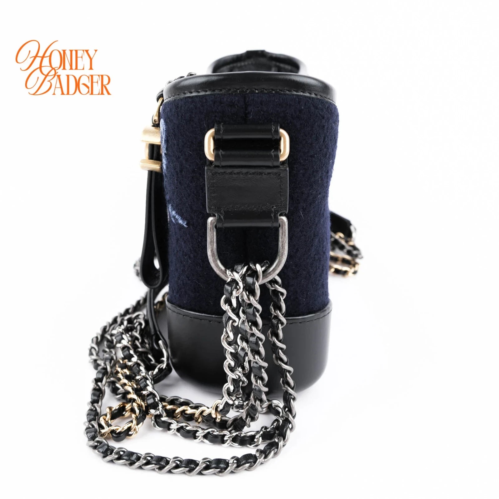 Chanel Gabrielle Hobo Small Navy Wool Grade A