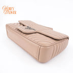 Prada Diagram Leather Shoulder Bag Pink Beige Silver Hardware Rank A