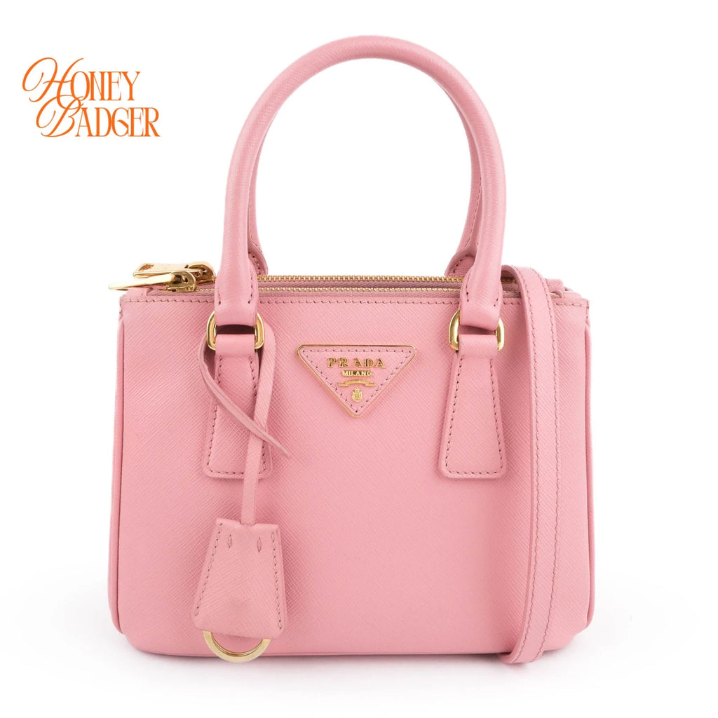 Prada Galleria Small Sakura Pink Saffiano Leather 2Way Bag Rank A
