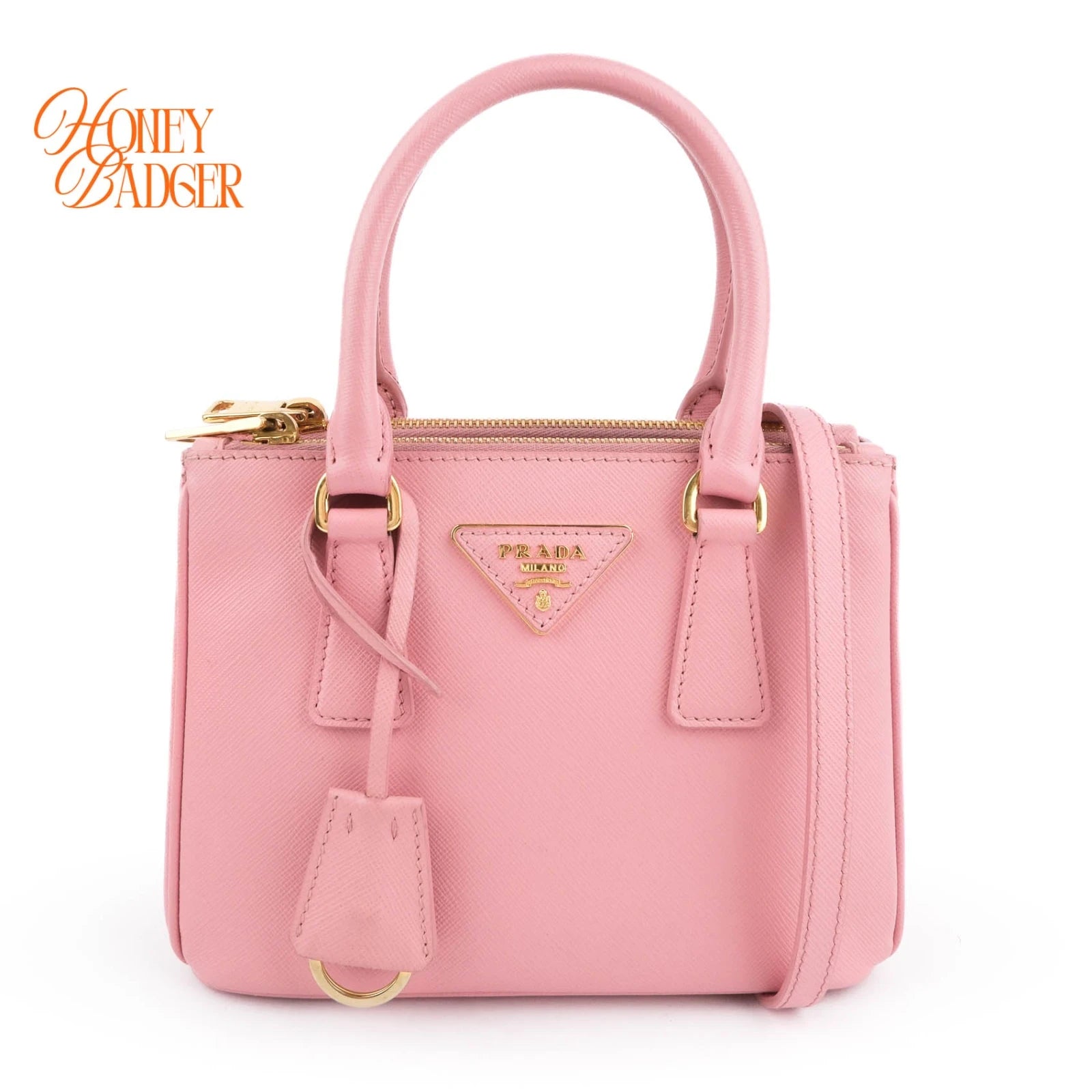 Prada Galleria Small Sakura Pink Saffiano Leather 2Way Bag Rank A