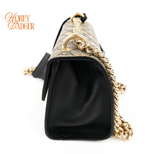 Gucci Padlock Small GG Supreme Bee Print Chain Shoulder Bag Rank A