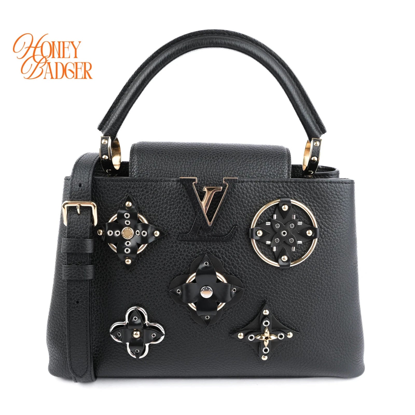 Louis Vuitton Capucines MM Black Leather Gold Hardware Grade A