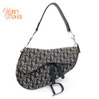 Dior Saddle Bag Medium Oblique Jacquard Black Rank A