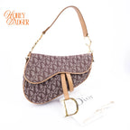 Dior Vintage Saddle Bag Trotter Canvas Brown Gold Hardware — Rank Not Provided