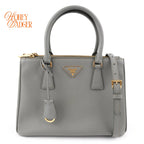 Prada Galleria Medium Saffiano Leather Gray Gold Hardware Rank A