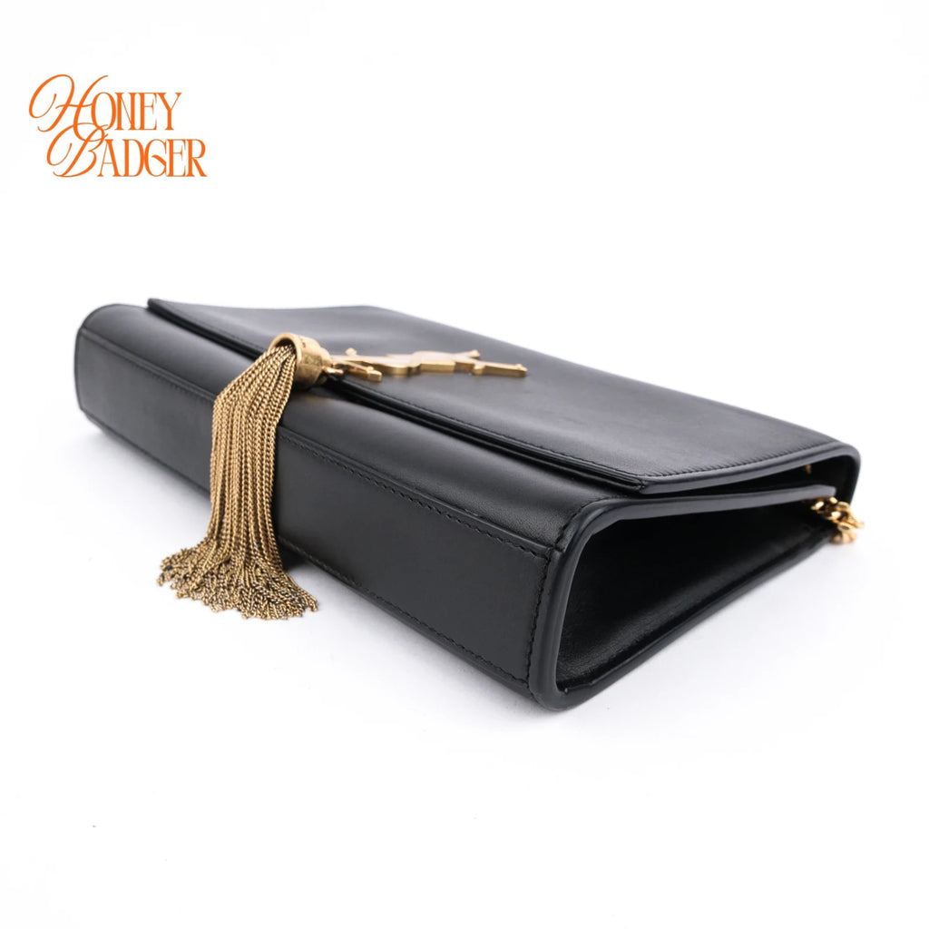 Saint Laurent Kate Tassel Medium Smooth Calfskin Black Gold Hardware Rank AB