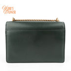 Saint Laurent Sunset Medium Calfskin Leather Dark Green Gold Hardware Rank A