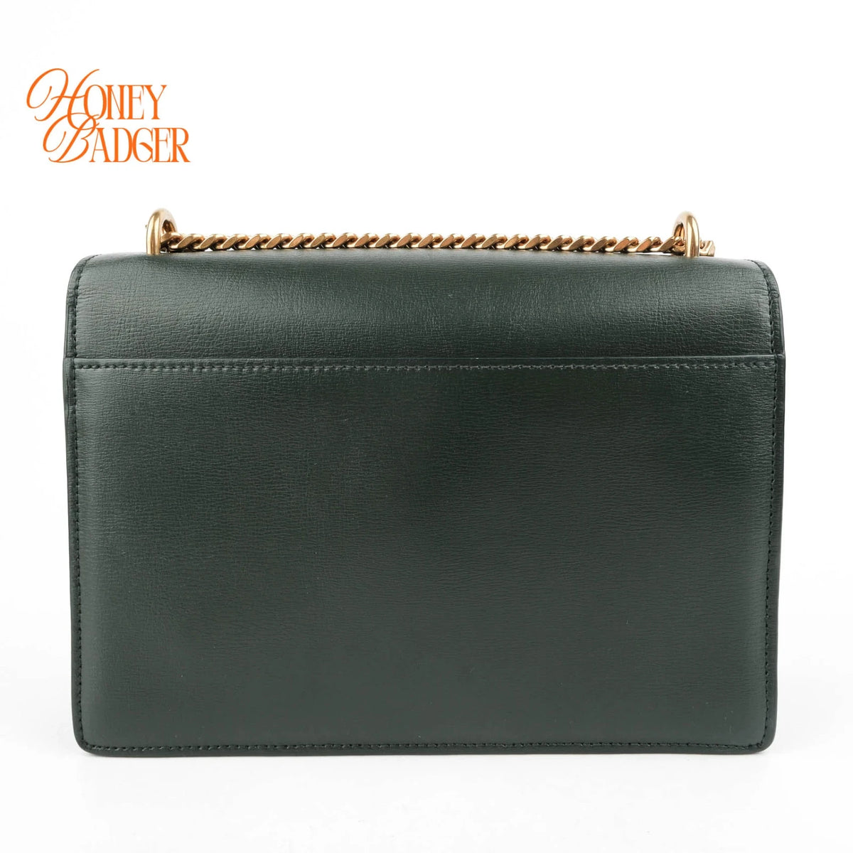 Saint Laurent Sunset Medium Calfskin Leather Dark Green Gold Hardware Rank A