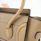 Celine Luggage Mini Beige Grained Calfskin 2Way Bag Rank A