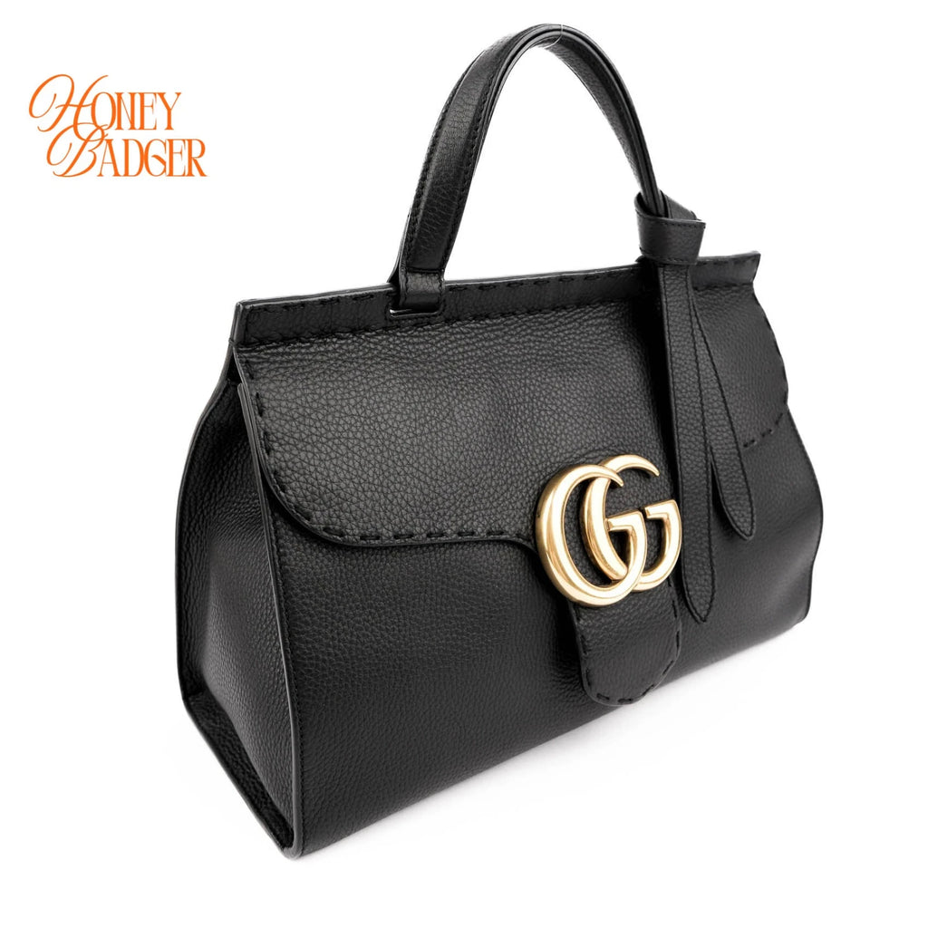 Gucci GG Marmont Top Handle Leather Black Rank A