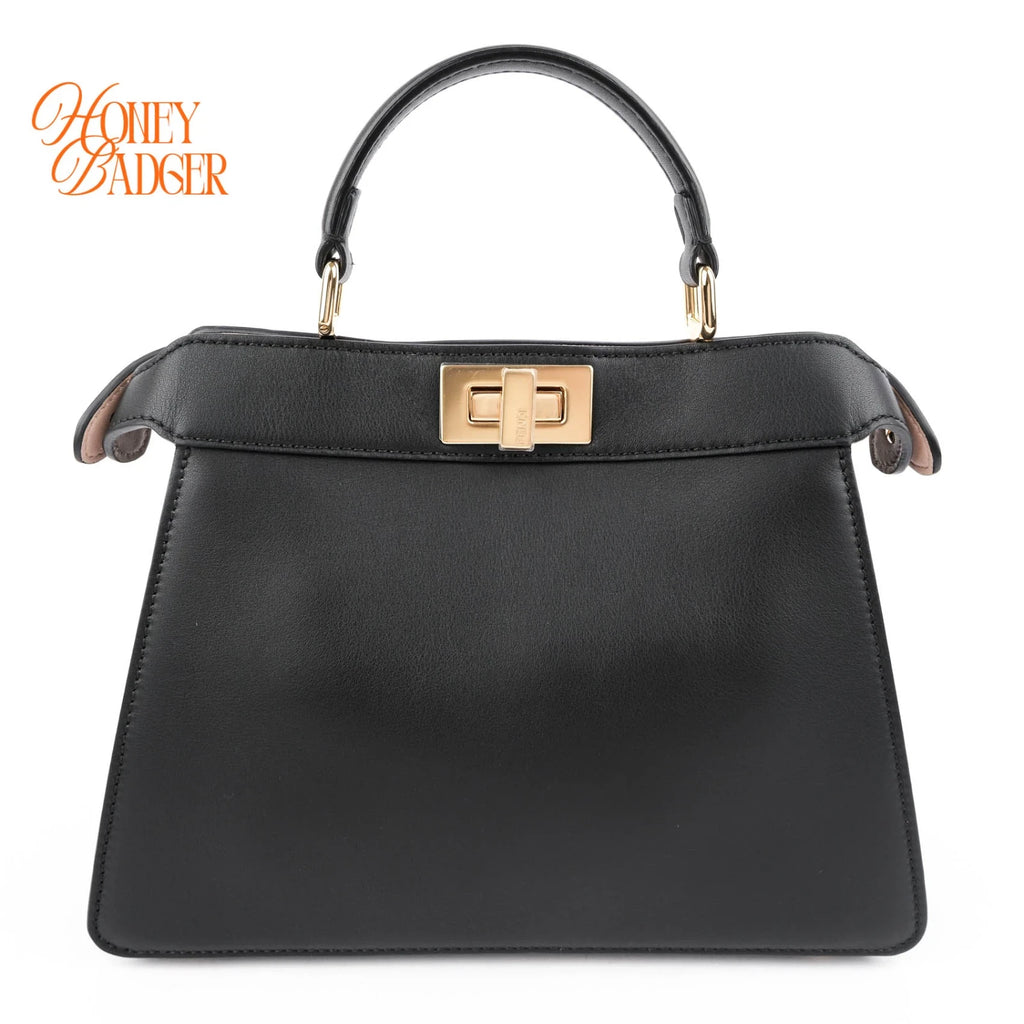 Fendi Peekaboo ISeeU Small Smooth Leather Black Gold Hardware Rank A