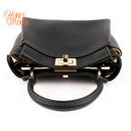 Fendi Peekaboo Iconic Mini Leather Black/Yellow Stitch Rank A