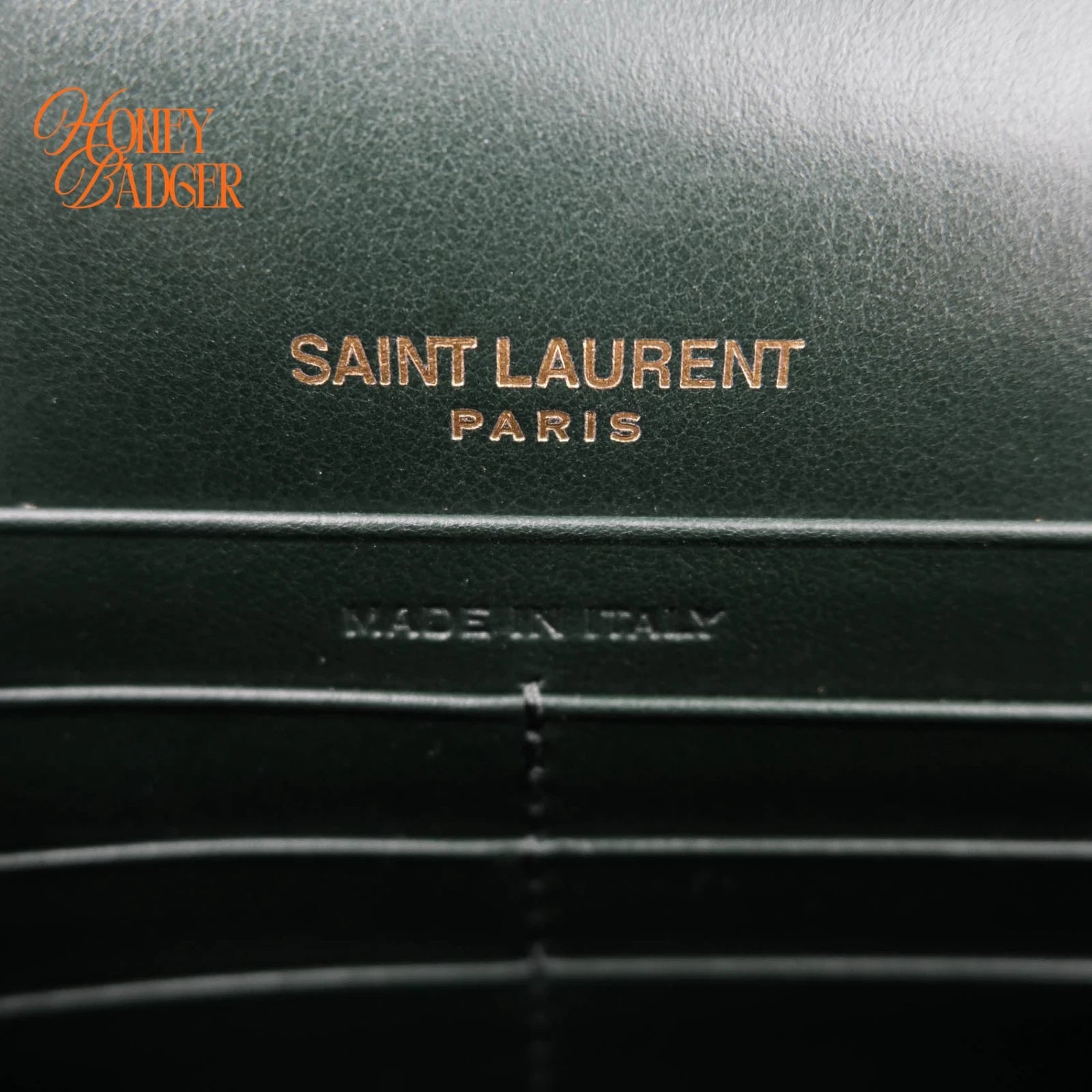 Saint Laurent Kate Tassel Small Croc-Embossed Leather Green Rank A