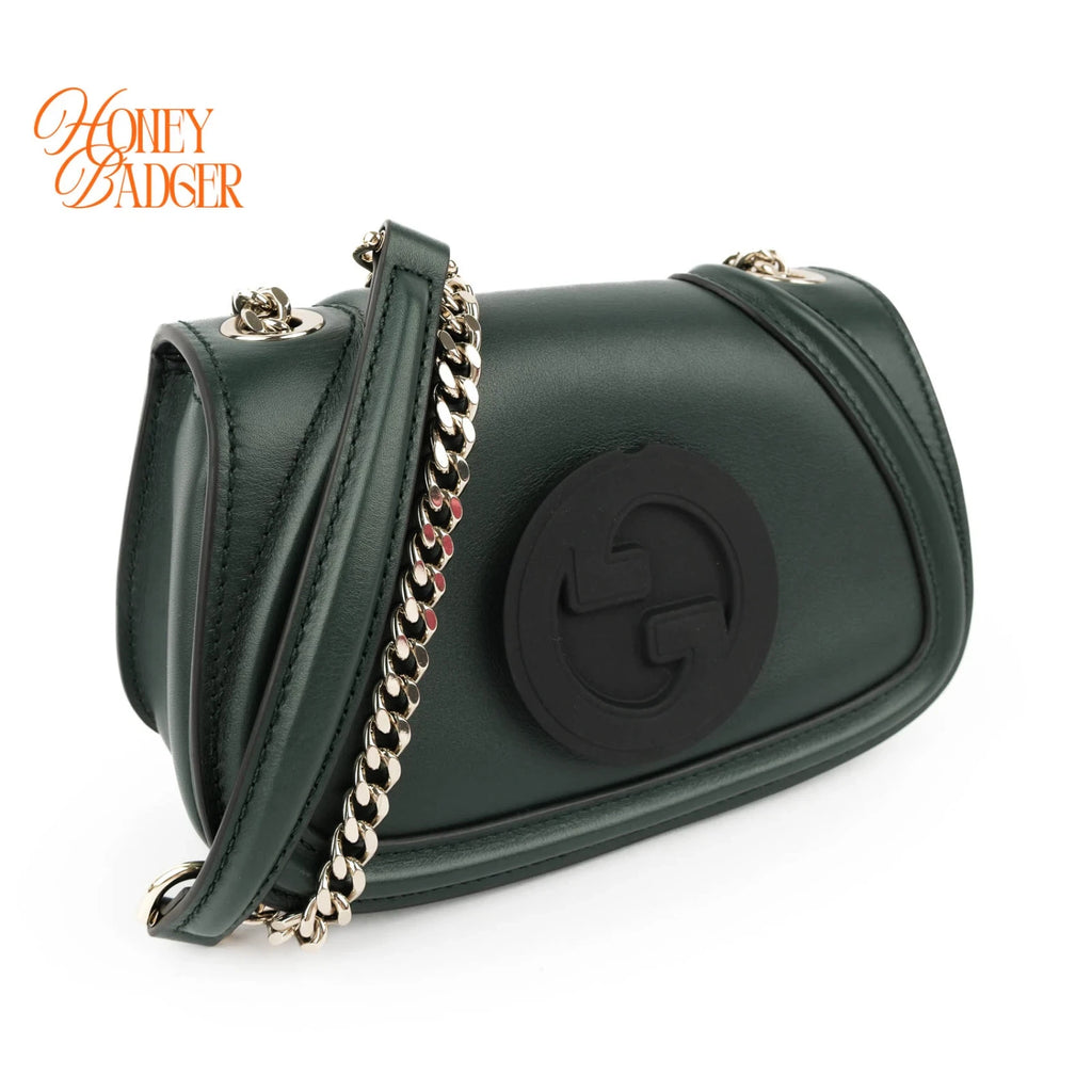 Gucci Blondie Small Chain Shoulder Bag Forest Green Leather Gold Hardware