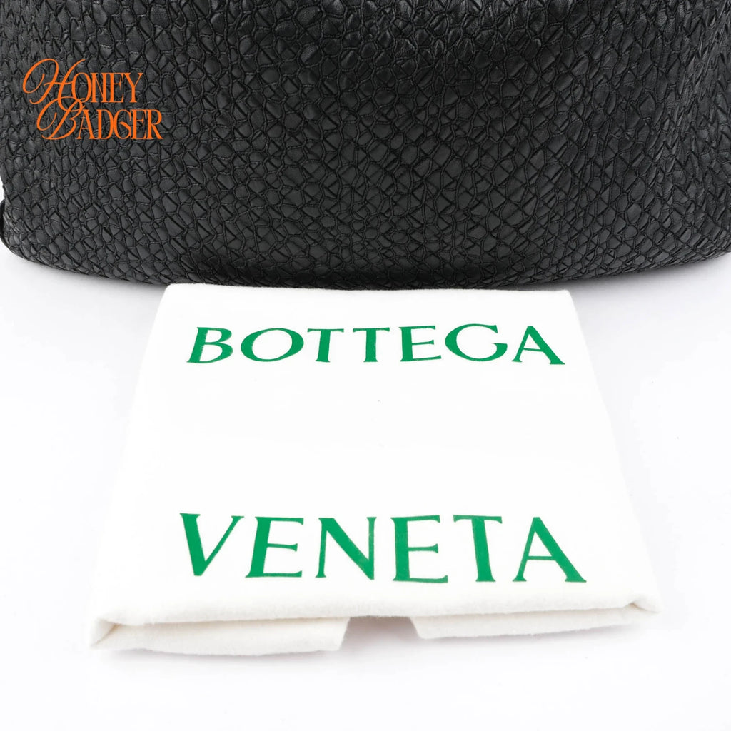 Bottega Veneta Maxi Veneta Hobo Intrecciato Nappa Leather Black Rank AB