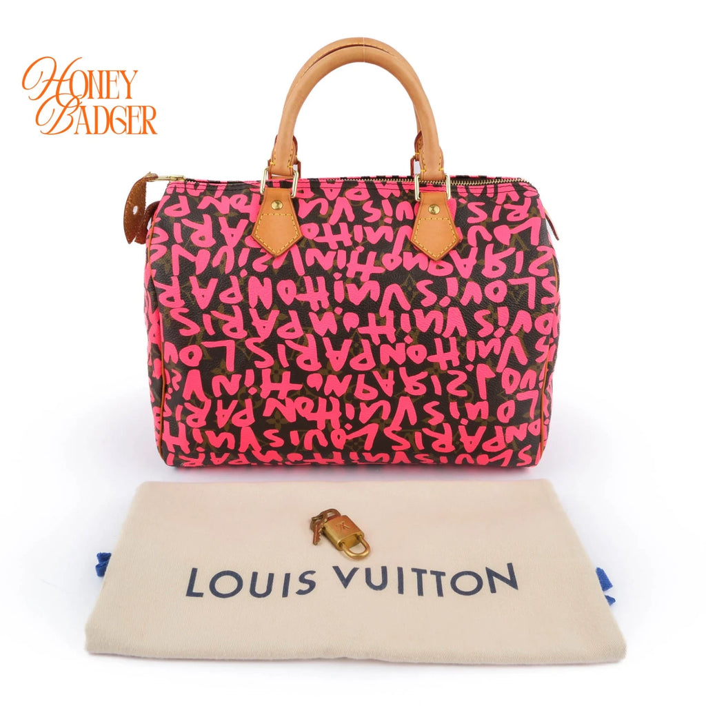 Louis Vuitton Speedy 30 Monogram Graffiti Canvas Pink Rank A
