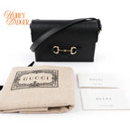 Gucci Horsebit 1955 Leather Shoulder Bag Black Rank S