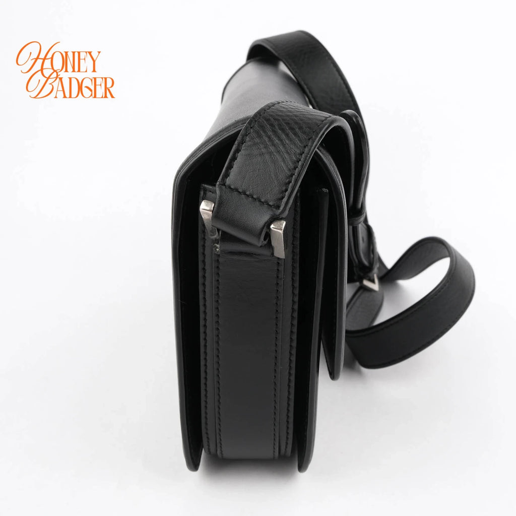 Saint Laurent Solferino Medium Brushed Leather Black Silver Hardware Rank A