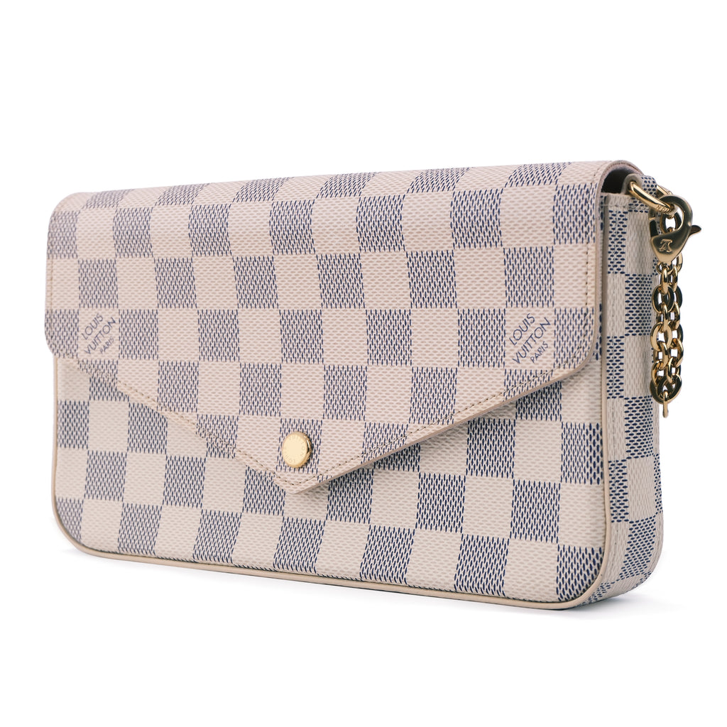 Louis Vuitton Pochette Felicie Damier Azur White Canvas Shoulder Bag - RFID Chip N40491