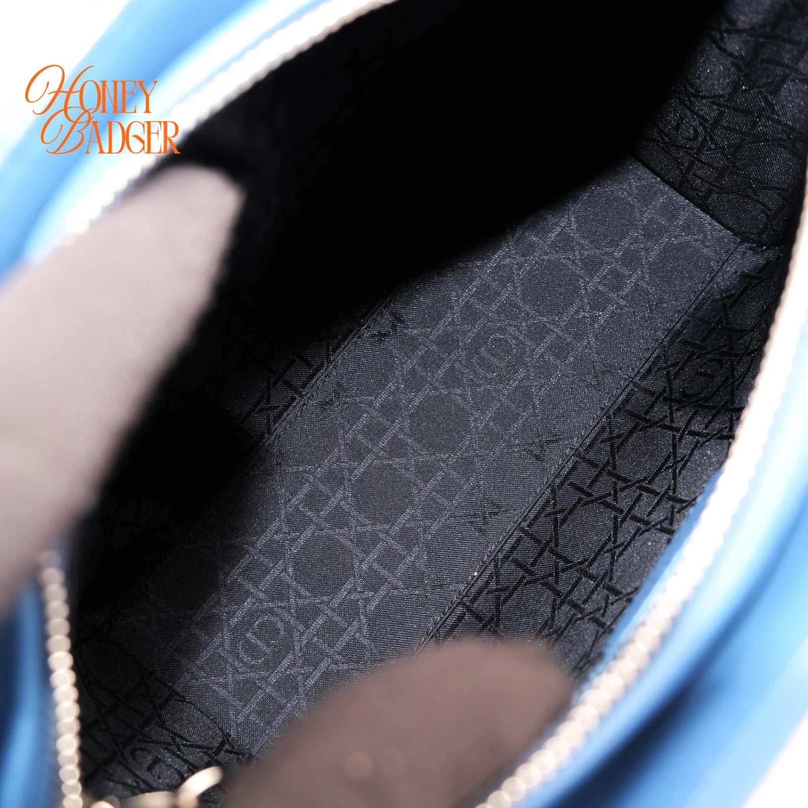 Dior Lady Dior Medium Lambskin Blue Silver Hardware Rank A