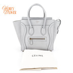 Celine Luggage Micro Drummed Calfskin Blue Grey Gold Hardware Rank A