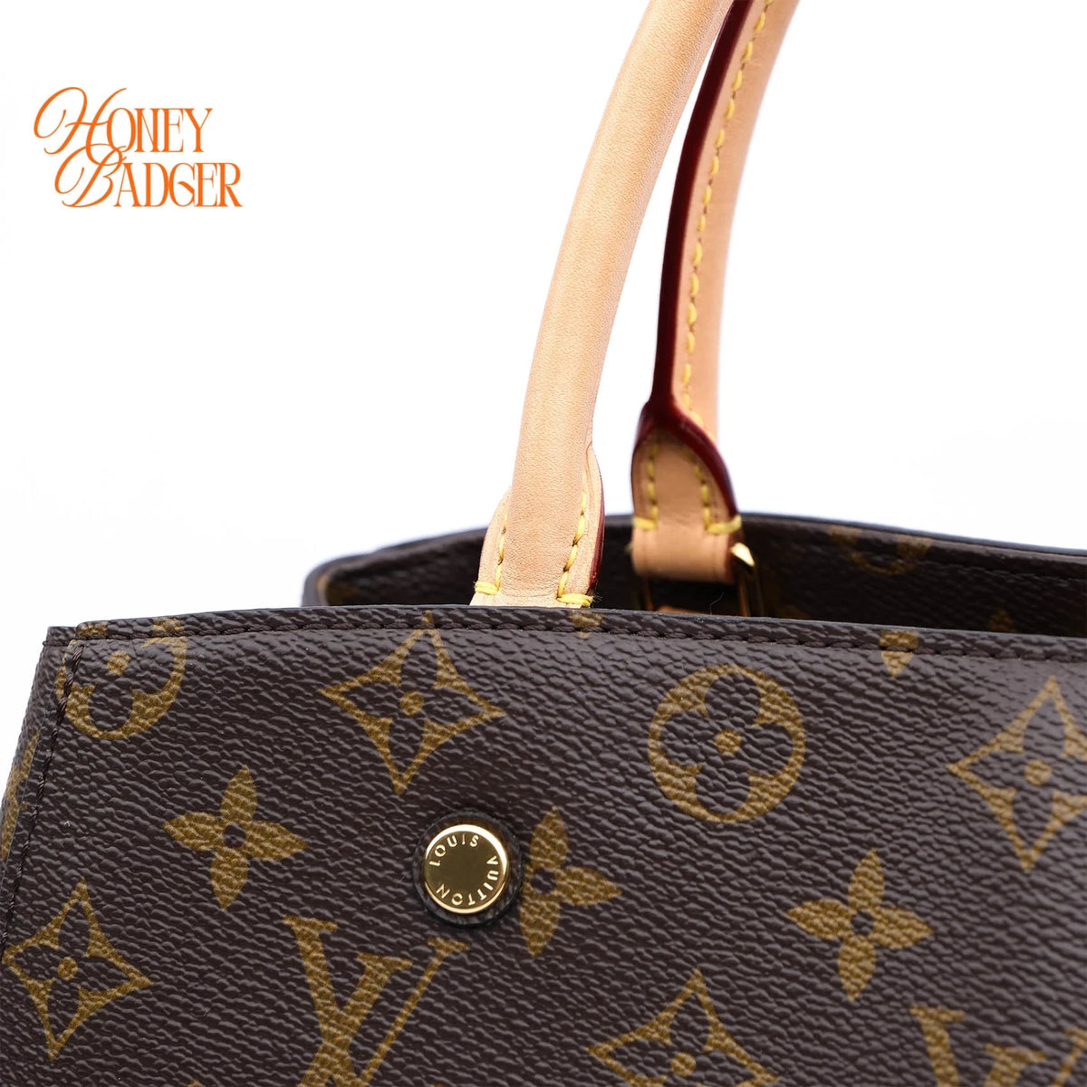 Louis Vuitton Montaigne MM Monogram Canvas Natural Cowhide Rank A