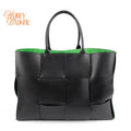 Bottega Veneta Arco Tote Large Black Leather with Green Lining 2WAY Bag