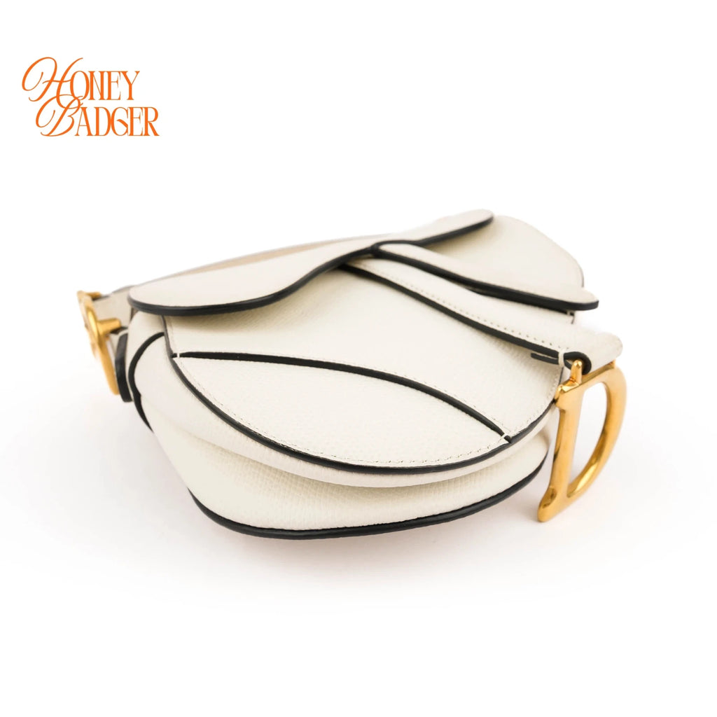 Dior Saddle Small Grain Leather White Rank A
