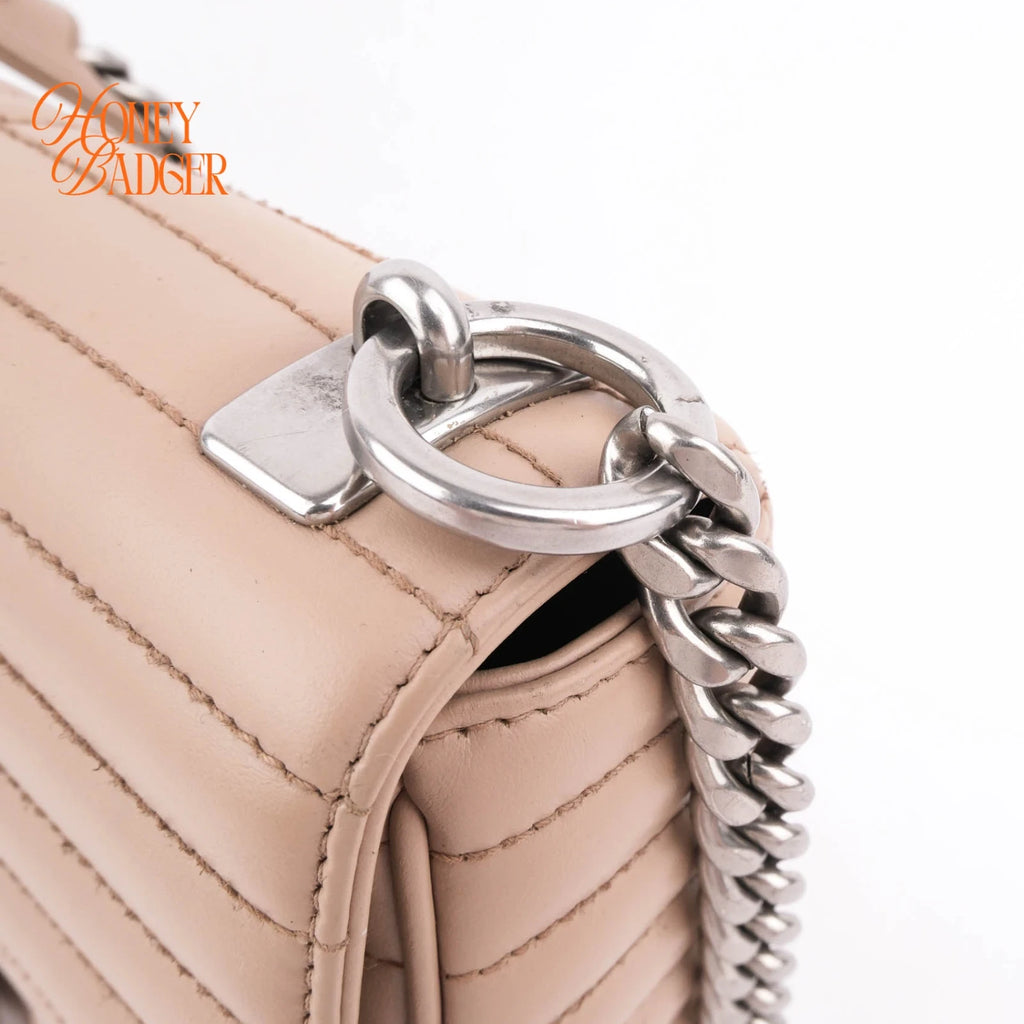 Prada Diagram Leather Shoulder Bag Pink Beige Silver Hardware Rank A