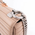 Prada Diagram Leather Shoulder Bag Pink Beige Silver Hardware Rank A