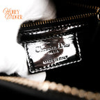 Dior Lady Dior Medium Cannage Patent Calfskin Black Gold Hardware Rank AB