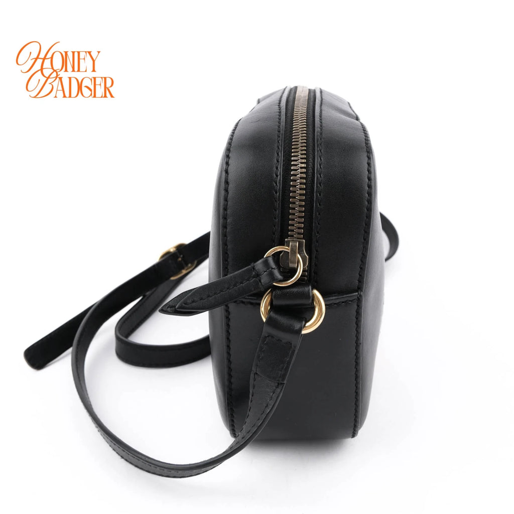 Gucci Bee Web Camera Bag Leather Black Rank A