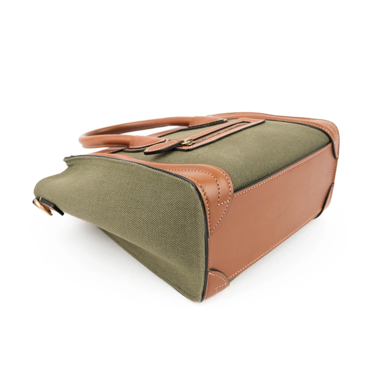Celine Luggage Nano Canvas and Leather Olive Brown Rank A