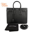 Saint Laurent Sac de Jour Medium Grained Leather Black 2-Way Bag Rank A