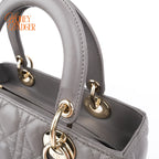 Dior Lady Dior Medium Cannage Lambskin Gray Rank A