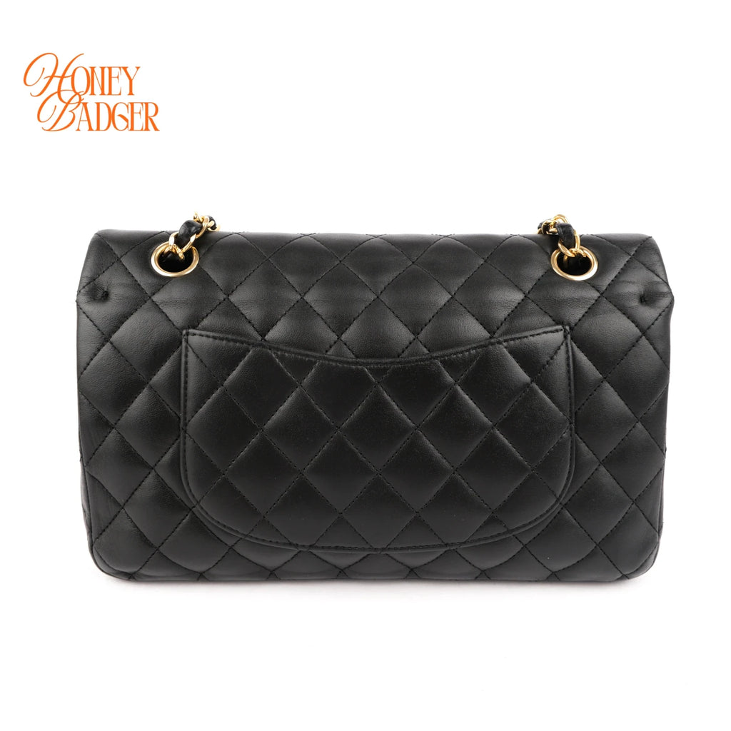 Chanel Matelassé 25 Double Flap Black Lambskin Chain Shoulder Bag Rank B