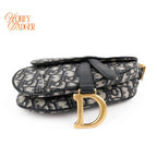 Dior Saddle Small Oblique Jacquard Blue Gold Hardware Rank A