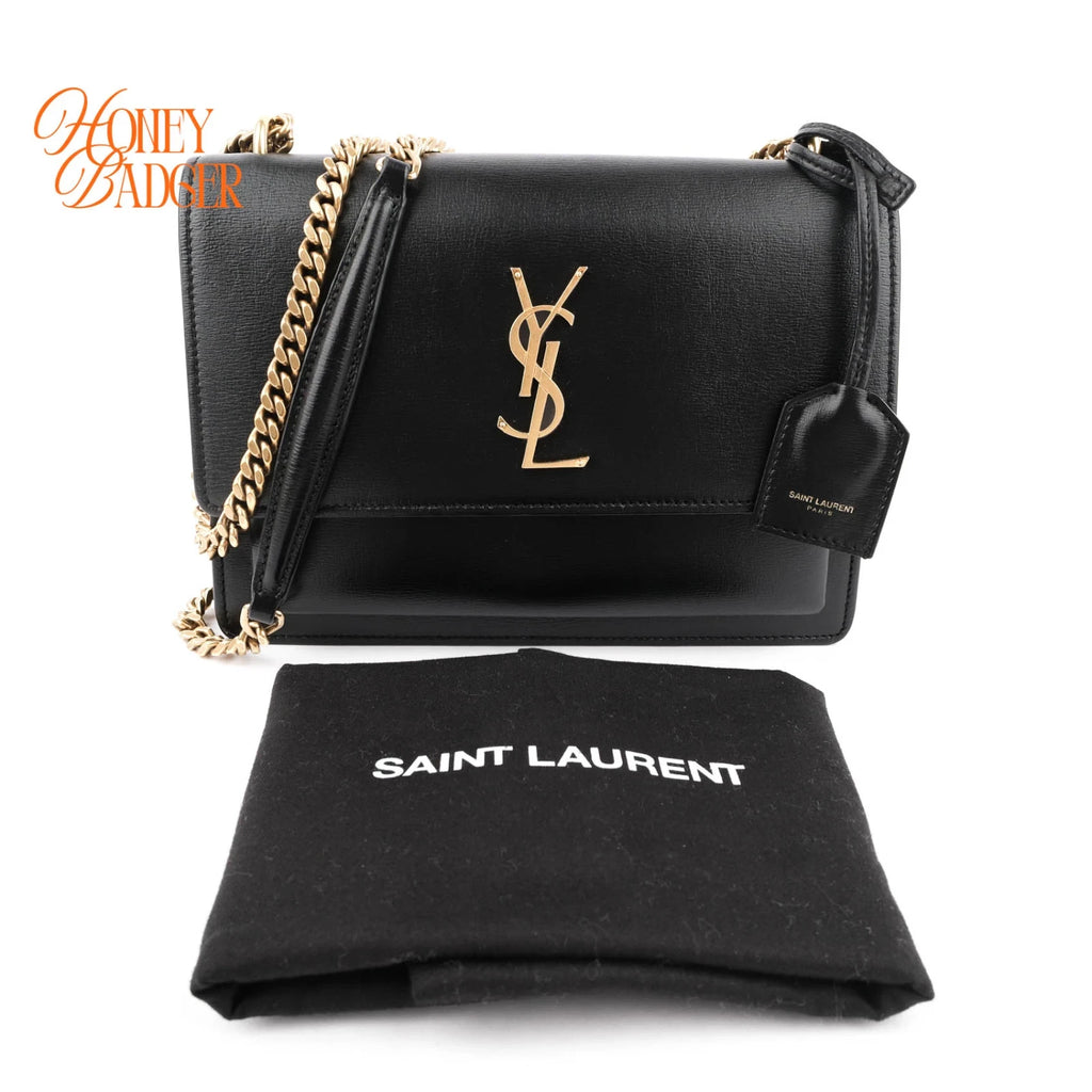 Saint Laurent Sunset Medium Leather Black Rank A