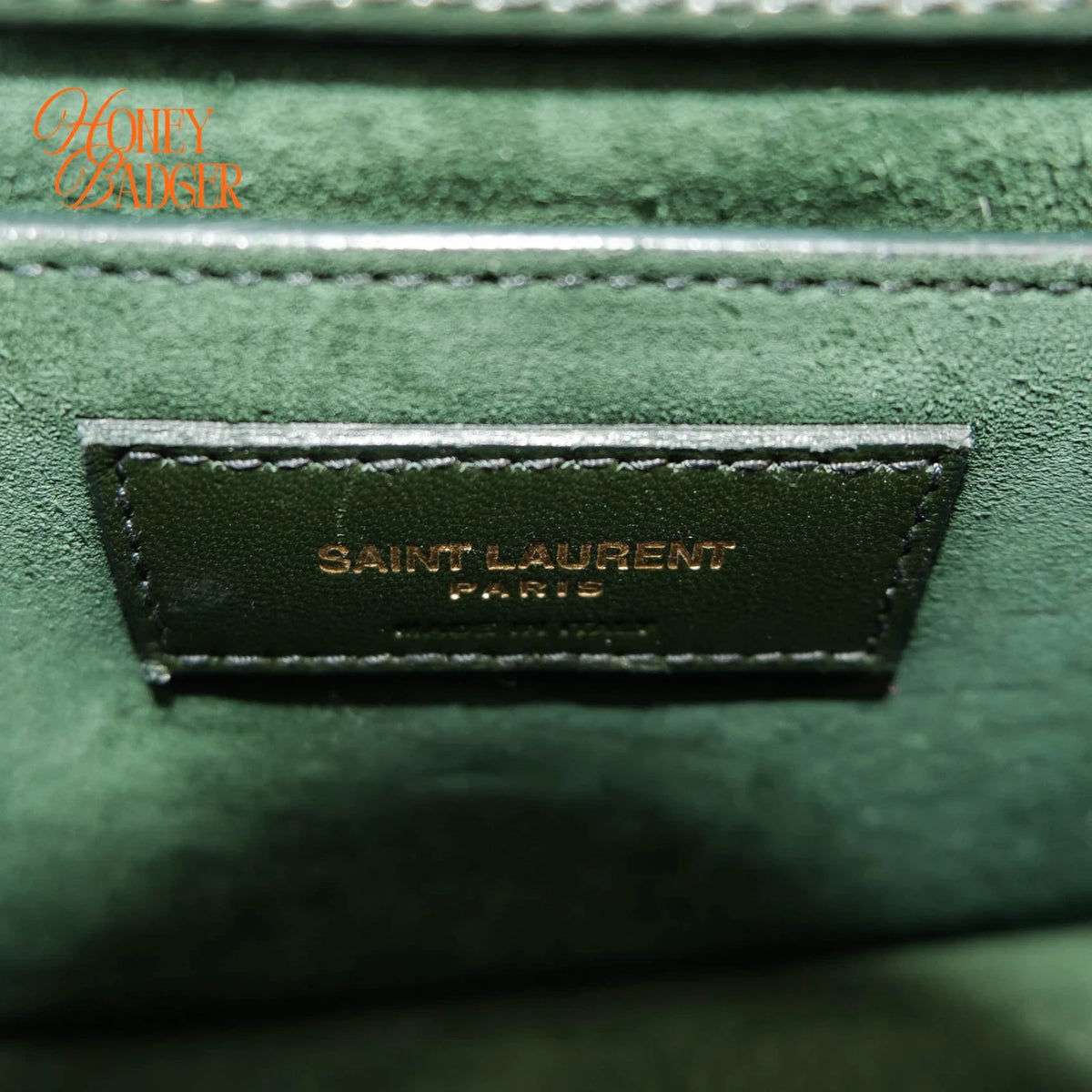 Saint Laurent Sunset Medium Calfskin Leather Dark Green Gold Hardware Rank A