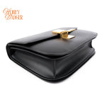 Celine Classic Box Medium Leather Black Gold Hardware Rank A