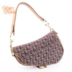 Dior Vintage Saddle Bag Trotter Canvas Brown Gold Hardware — Rank Not Provided