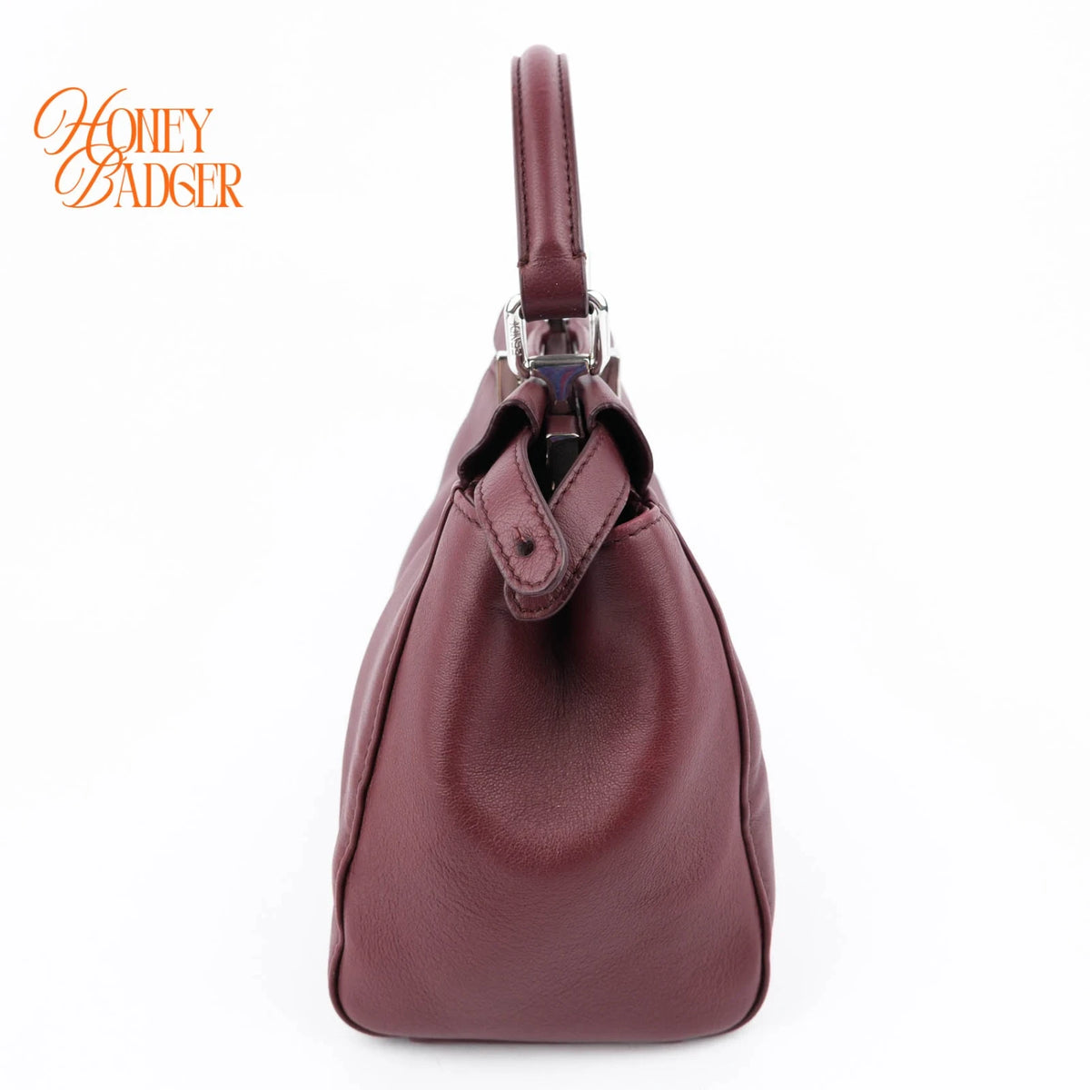 Fendi Peekaboo Iconic Mini Nappa Leather Bordeaux Silver Hardware Rank A