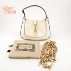 Gucci Jackie 1961 Small Patent Leather White Black Gold Hardware Rank A
