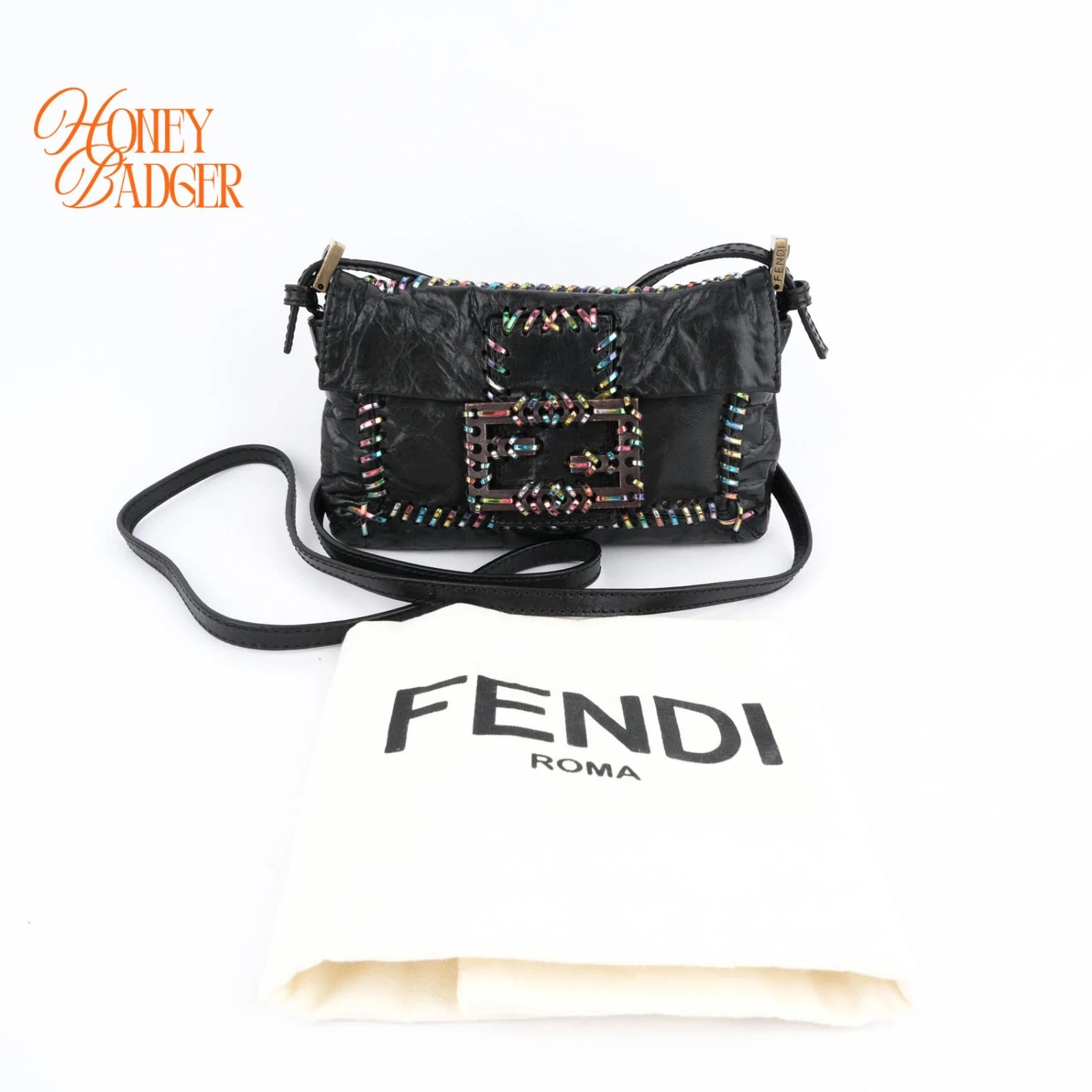 Fendi Baguette Mini Black Leather Rank A